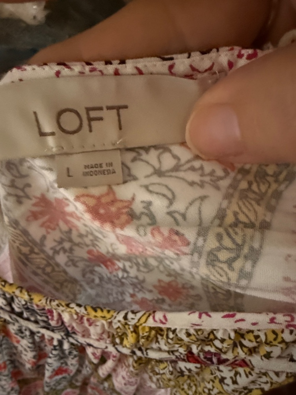 LOFT Floral Print midi Dress in Pink, Olive & Cream - Picture 2 of 5